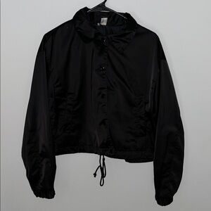 Faux Satin Bomber Jacket